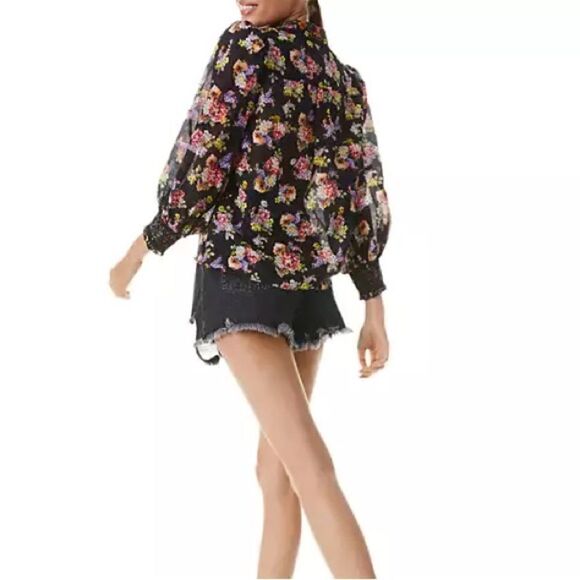 NWT Alice and Olivia Cosima Floral Button Up Blouse Size Large - Picture 4 of 13